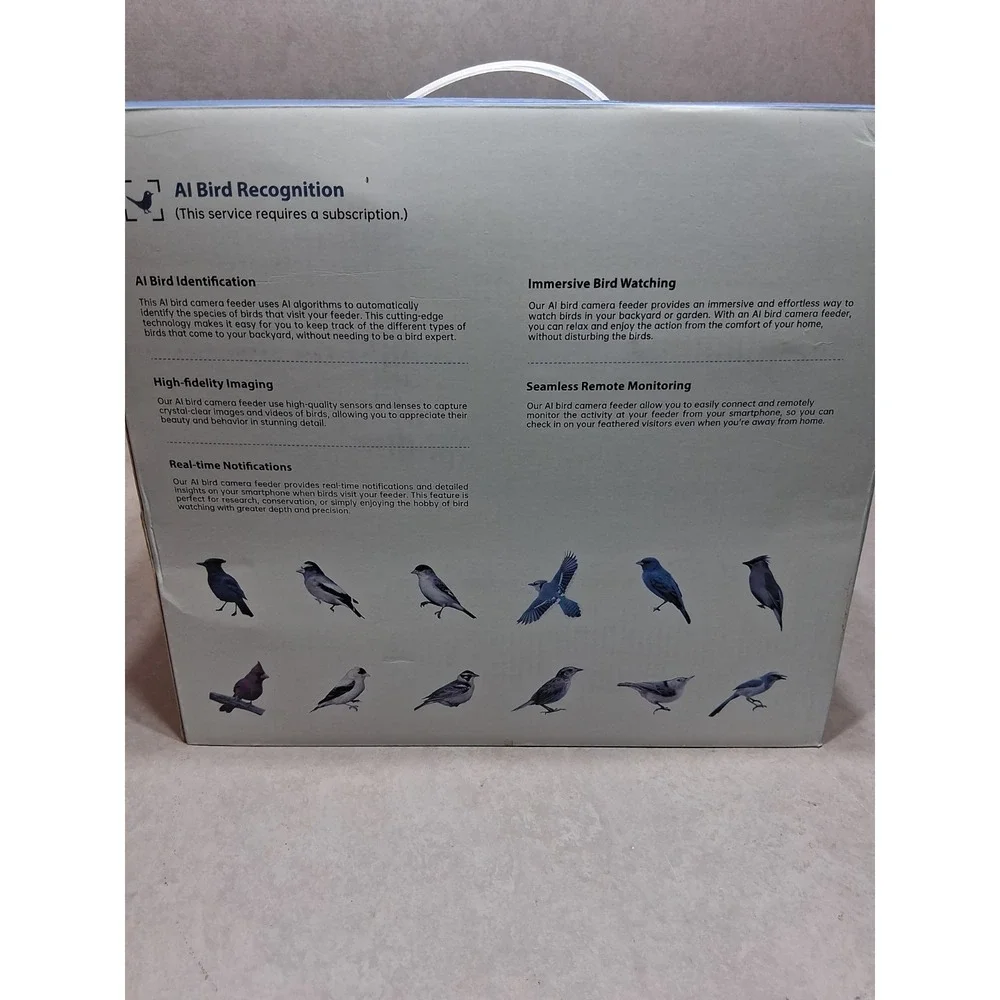 Smart Bird Feeder W/ Camera AI Identify 10000 Bird Species Solar Powered Bird